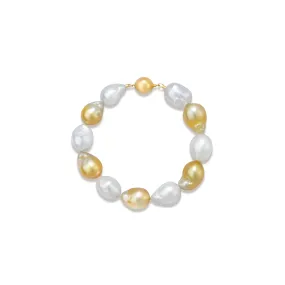 18k Gold Baroque South Sea Pearl Bracelet KB00027