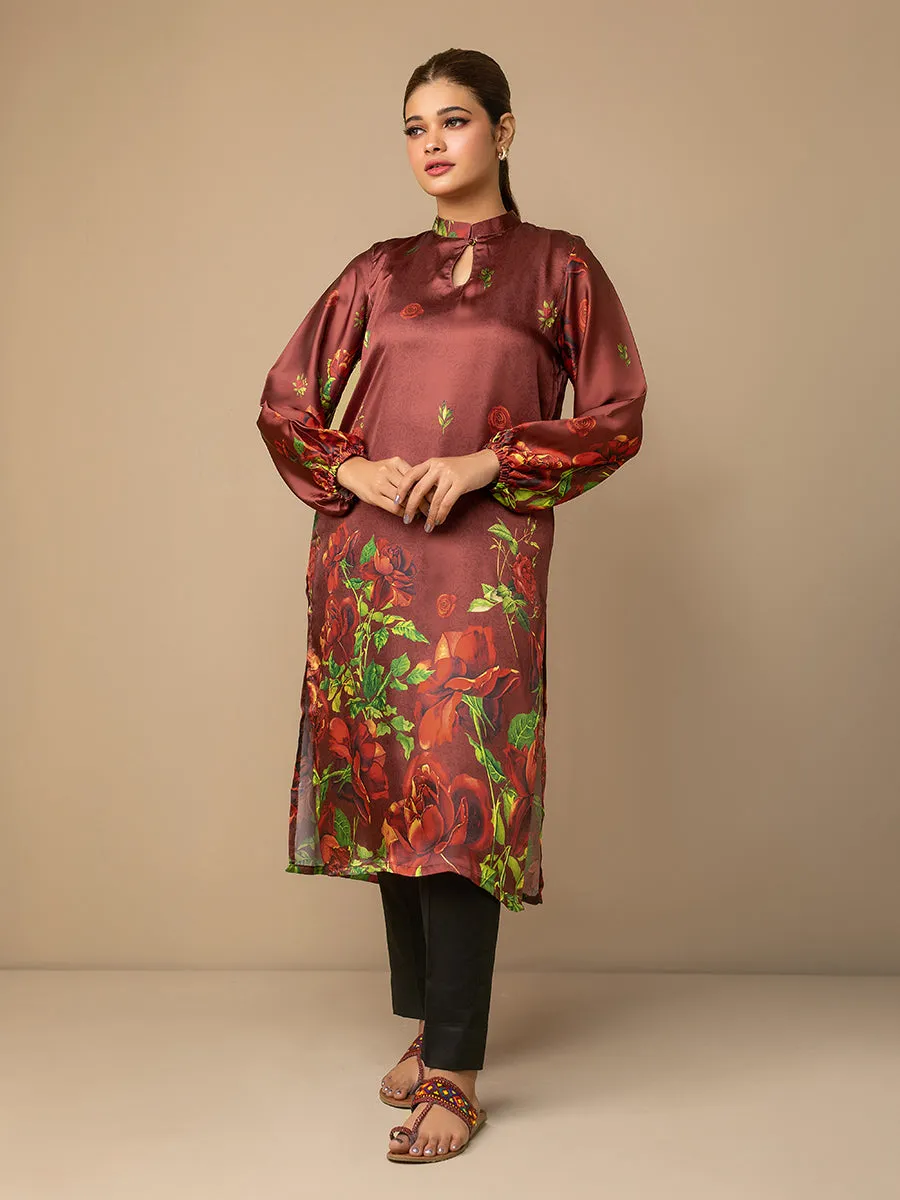 1pc - Stitched Basic Printed Cotton Silk Shirt