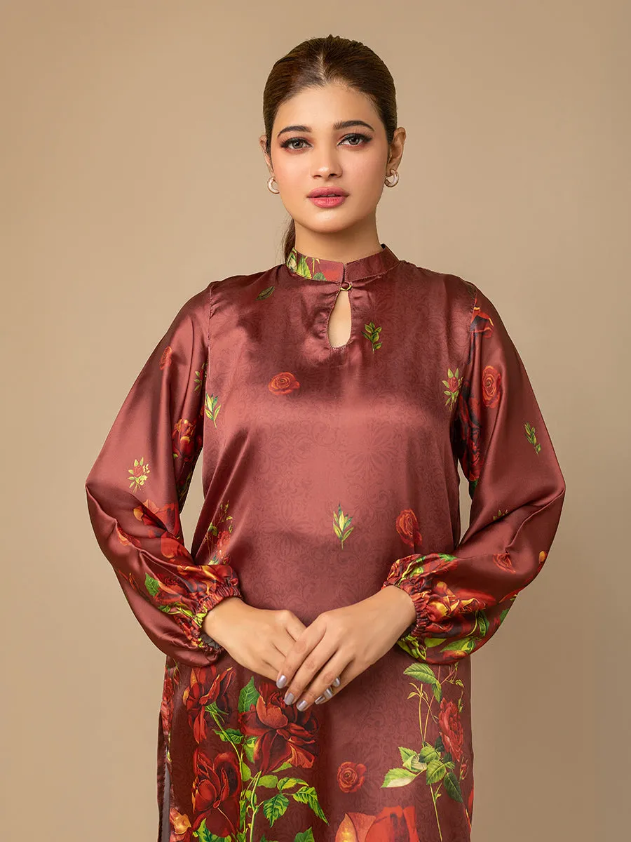 1pc - Stitched Basic Printed Cotton Silk Shirt