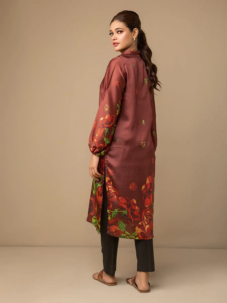 1pc - Stitched Basic Printed Cotton Silk Shirt