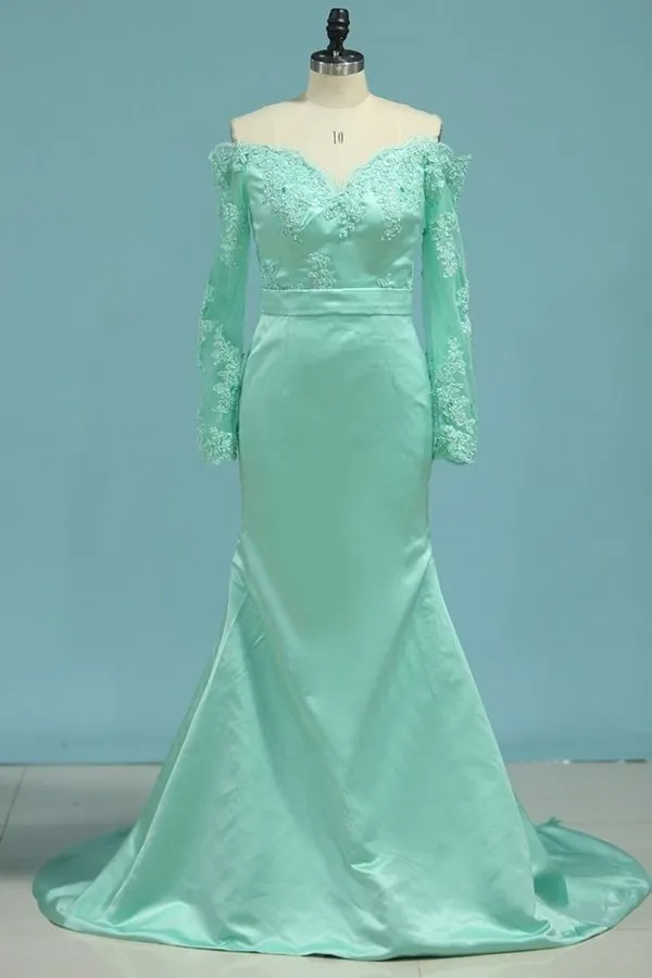 2024 Satin Long Sleeves Mermaid Bridesmaid PN2XXDLJ