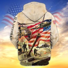 3D All Over Print Hawaiian Shirt Us Veteran Pattern, Gift For Veteran Dad, American Veteran Zip Up Hoodie Pull Over