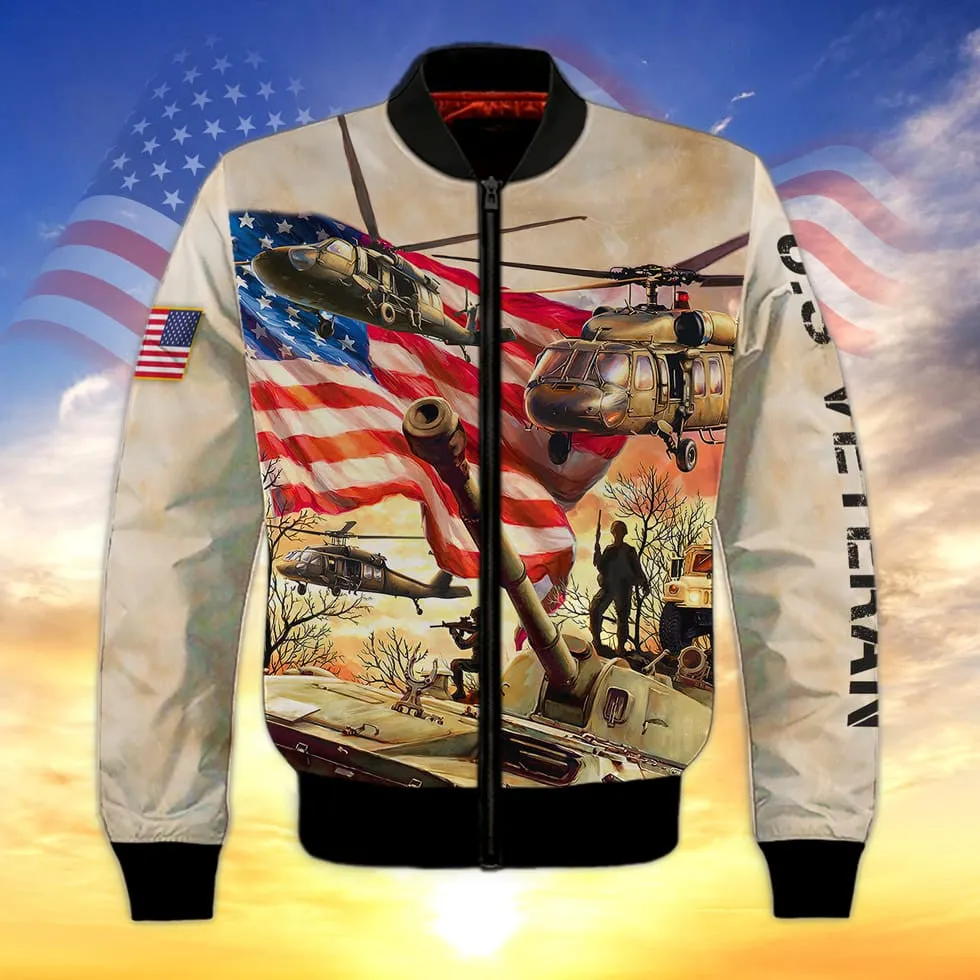 3D All Over Print Hawaiian Shirt Us Veteran Pattern, Gift For Veteran Dad, American Veteran Zip Up Hoodie Pull Over