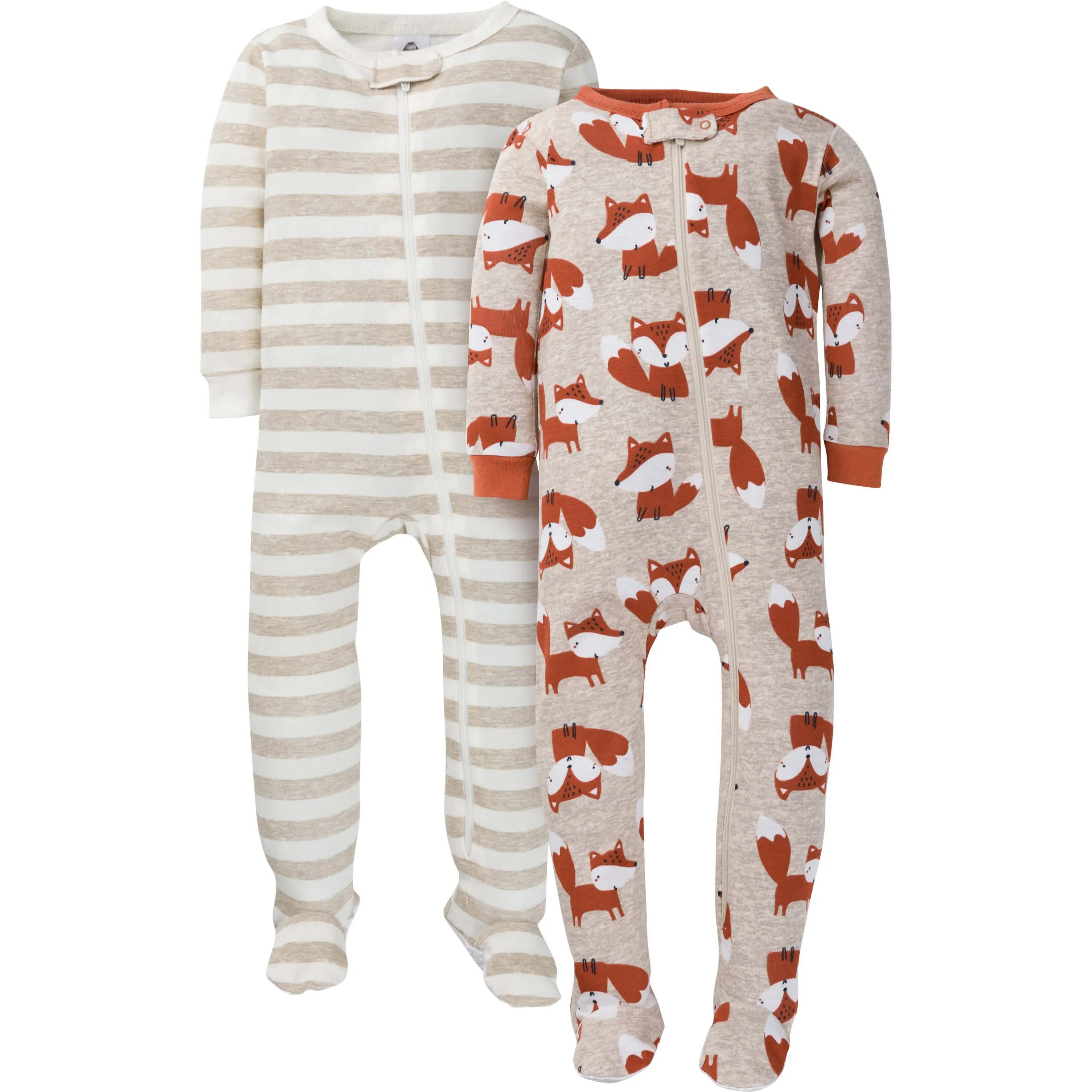 4-Pack Infant & Toddler Boys Fox & Lion Snug Fit Footed Cotton Pajamas