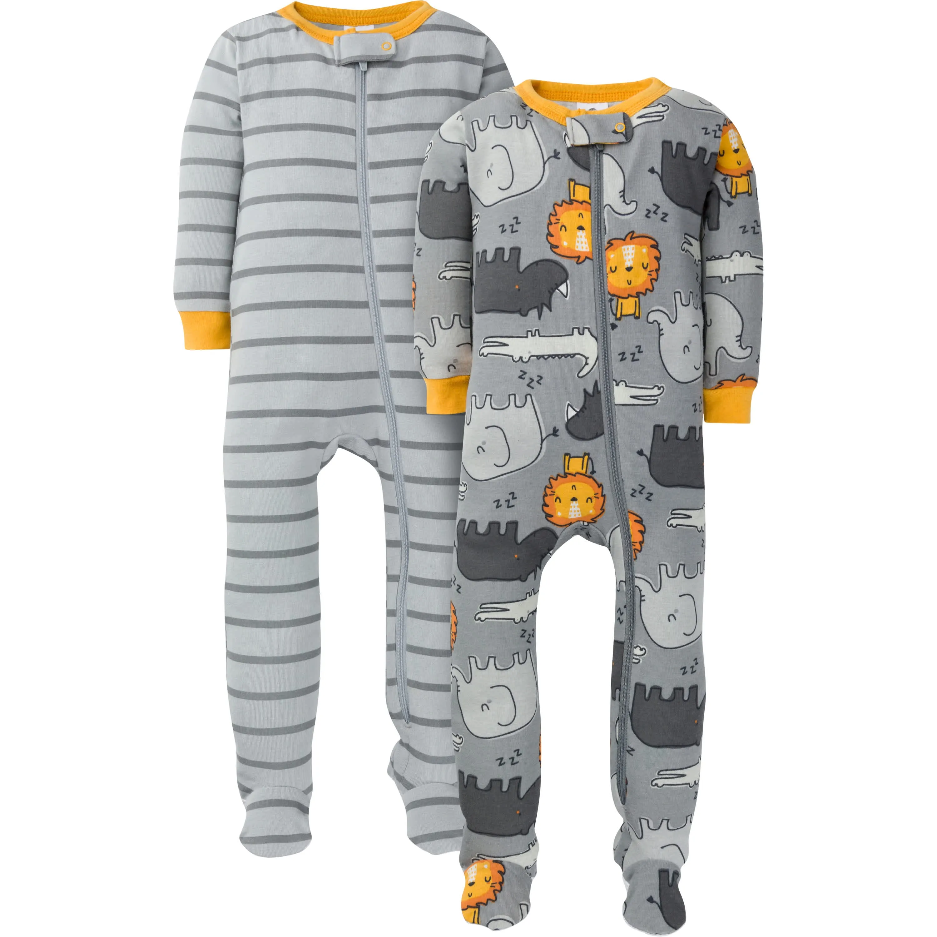 4-Pack Infant & Toddler Boys Fox & Lion Snug Fit Footed Cotton Pajamas