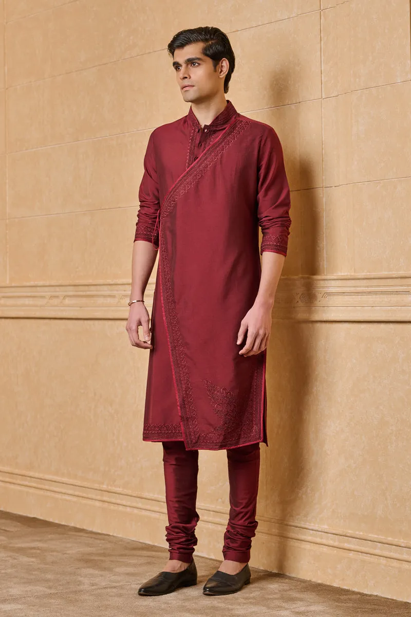 Aari Embroidered Asymmetrical Panelled Kurta With Churidar