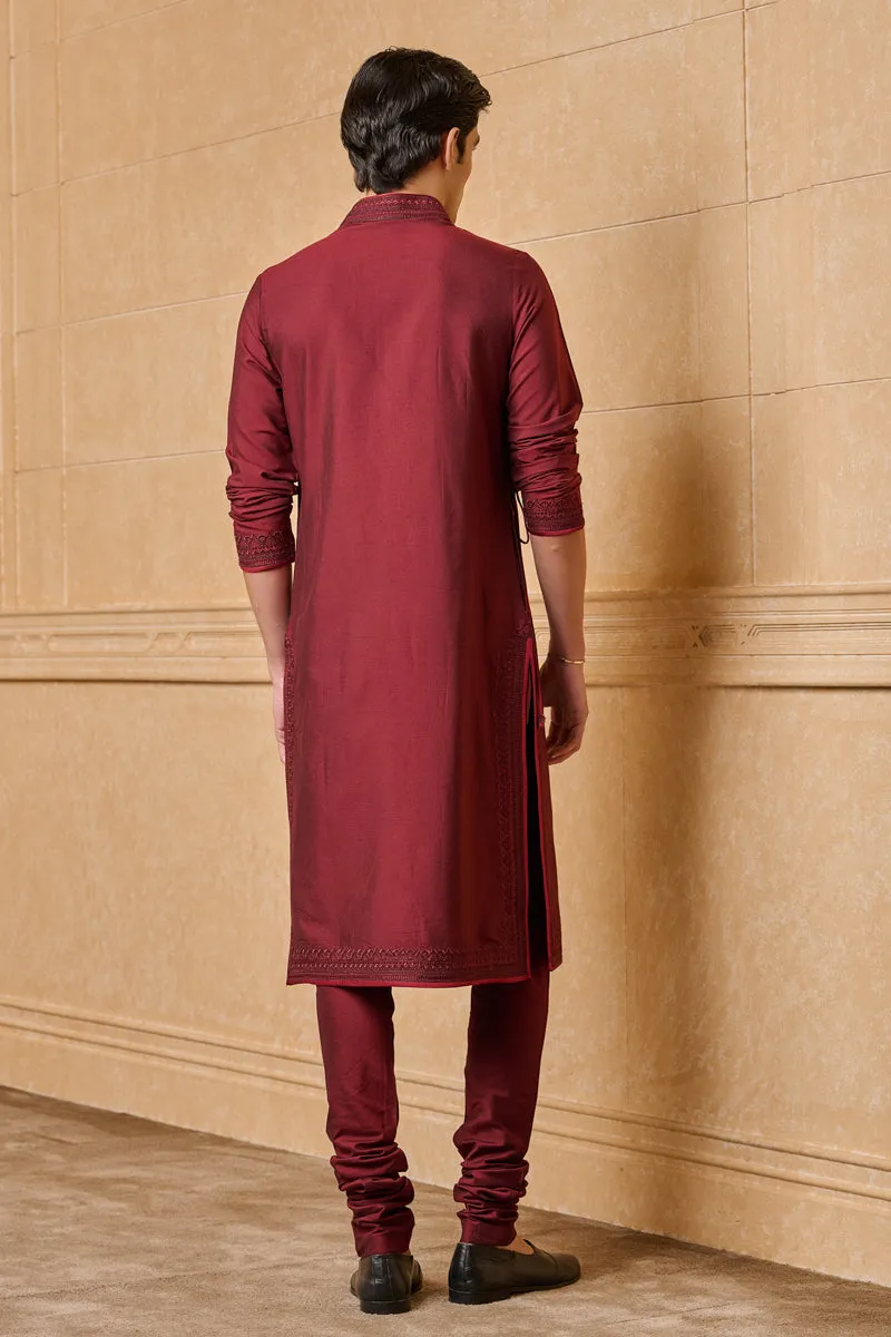 Aari Embroidered Asymmetrical Panelled Kurta With Churidar