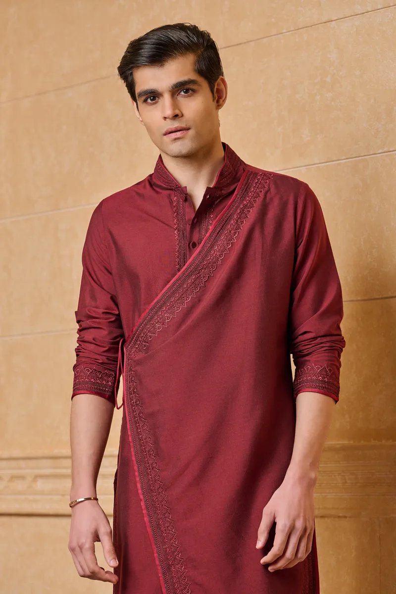 Aari Embroidered Asymmetrical Panelled Kurta With Churidar