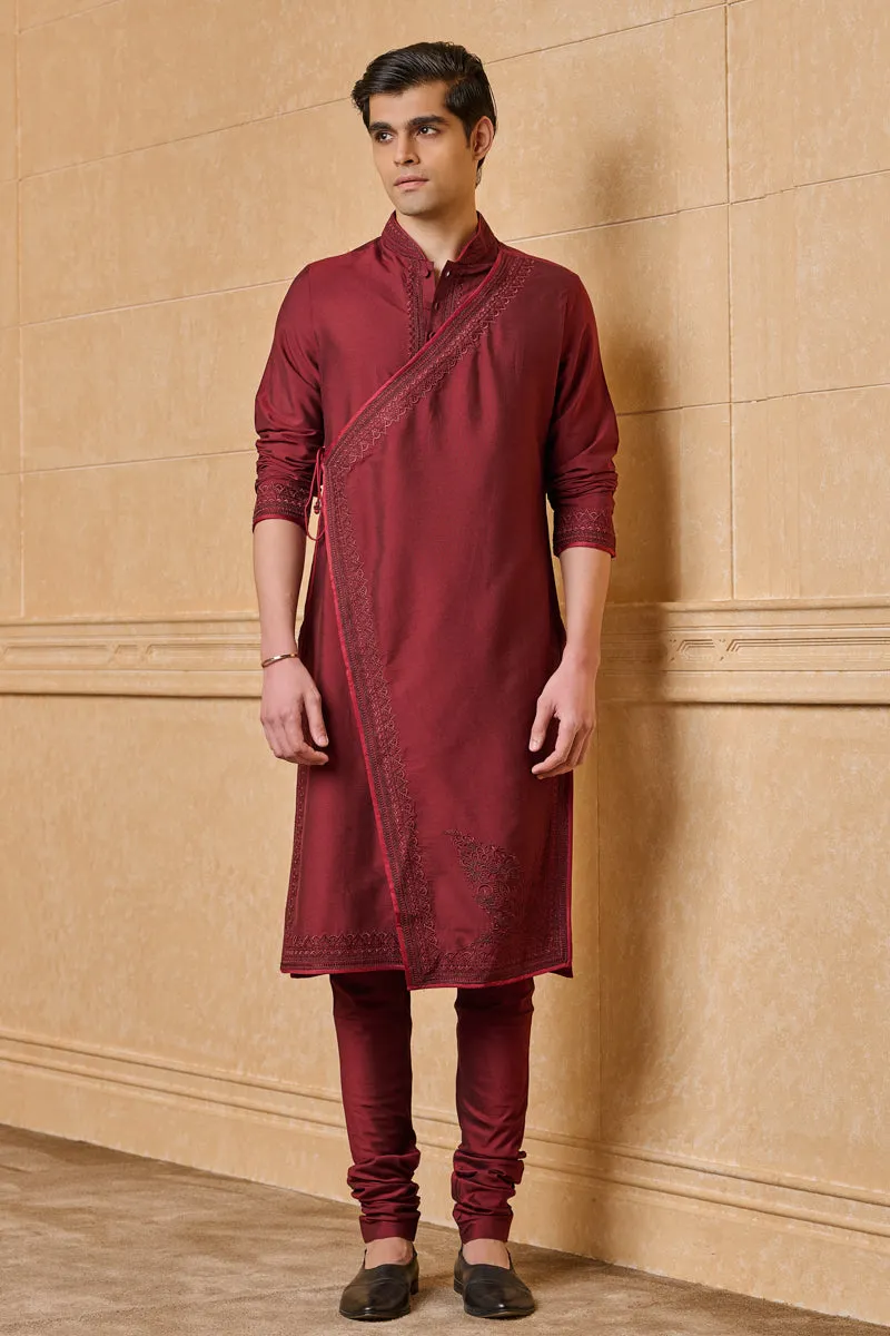 Aari Embroidered Asymmetrical Panelled Kurta With Churidar