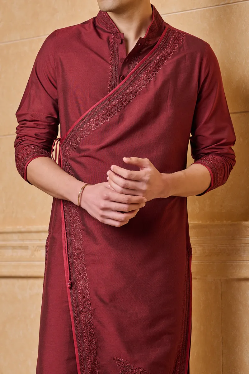 Aari Embroidered Asymmetrical Panelled Kurta With Churidar