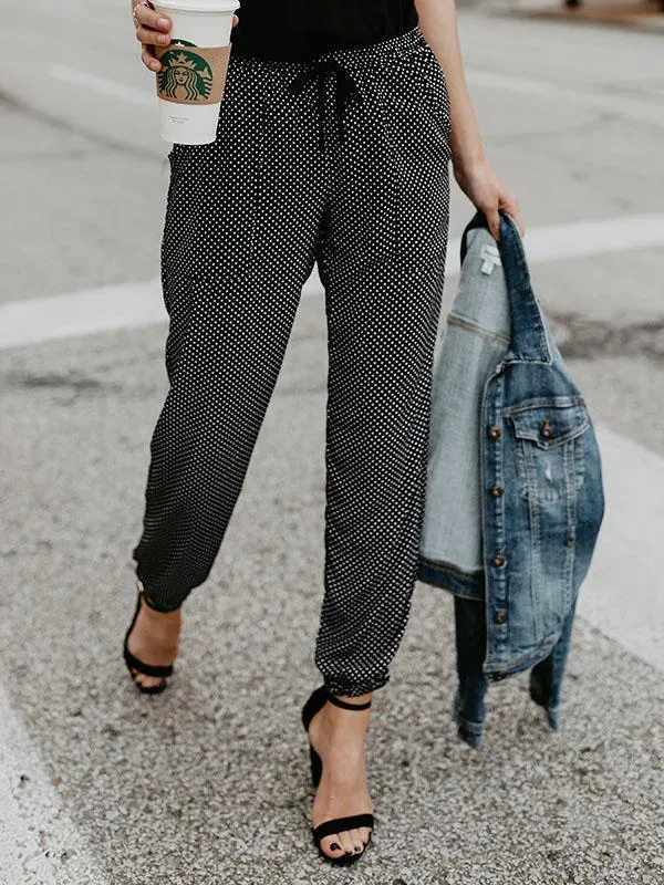 Amazing Polka-Dot Belted Pants Bottoms