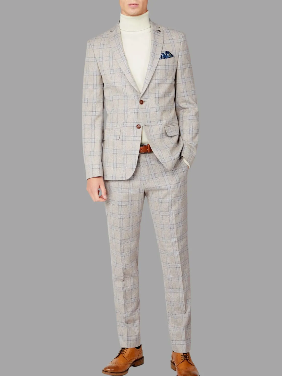 Antique Rogue Saint Cream Check Tweed 3 Piece Suit