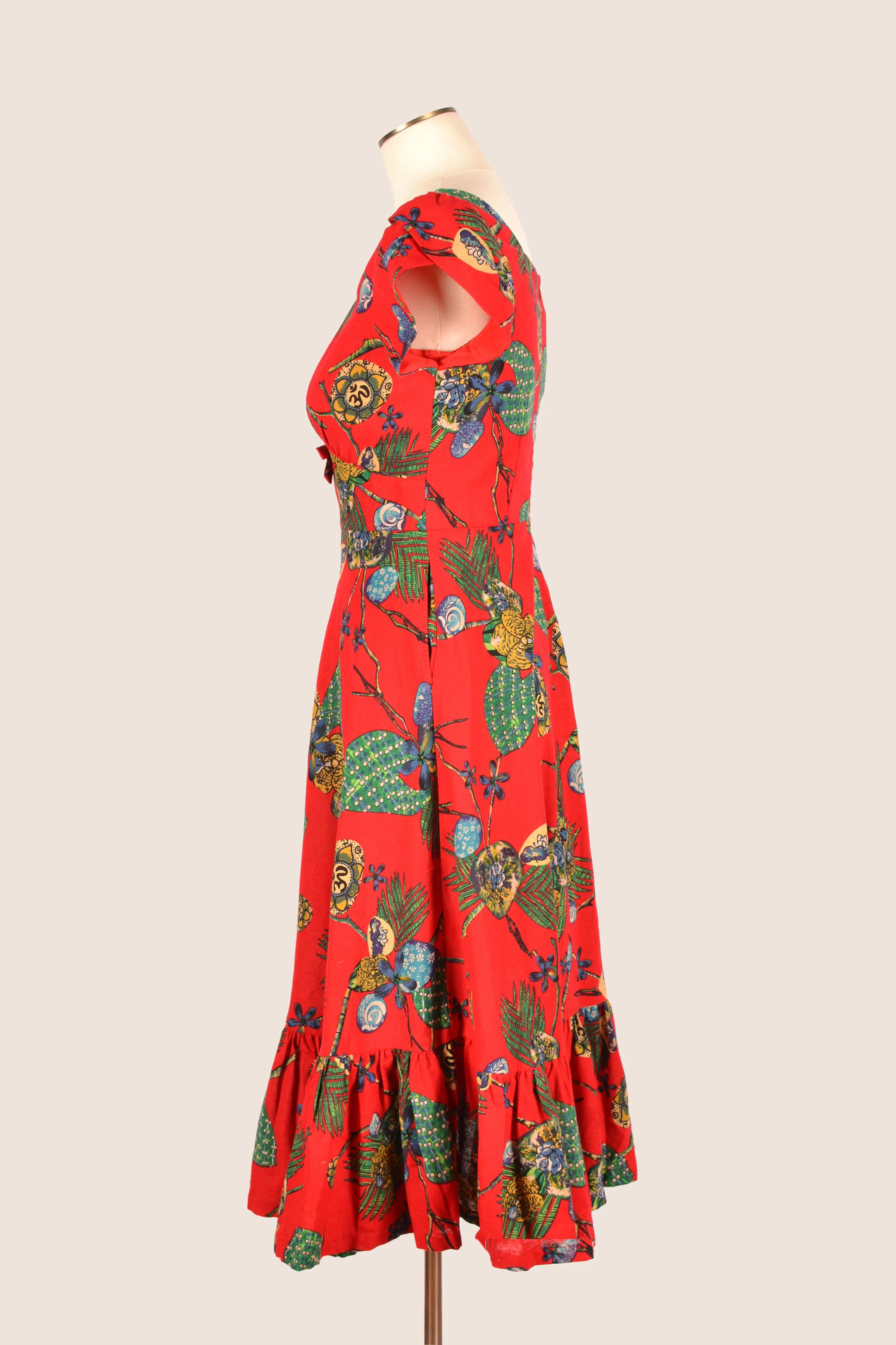 Astrid Red Tropical Linen Dress