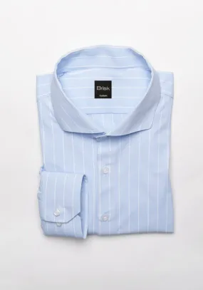 Baby Blue Performance Four-Way Stretch Stripes Shirt - Wrinkle Free