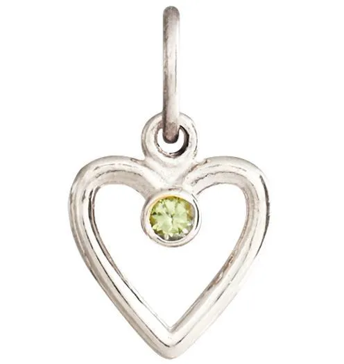 Birthstone Heart Charm With Peridot