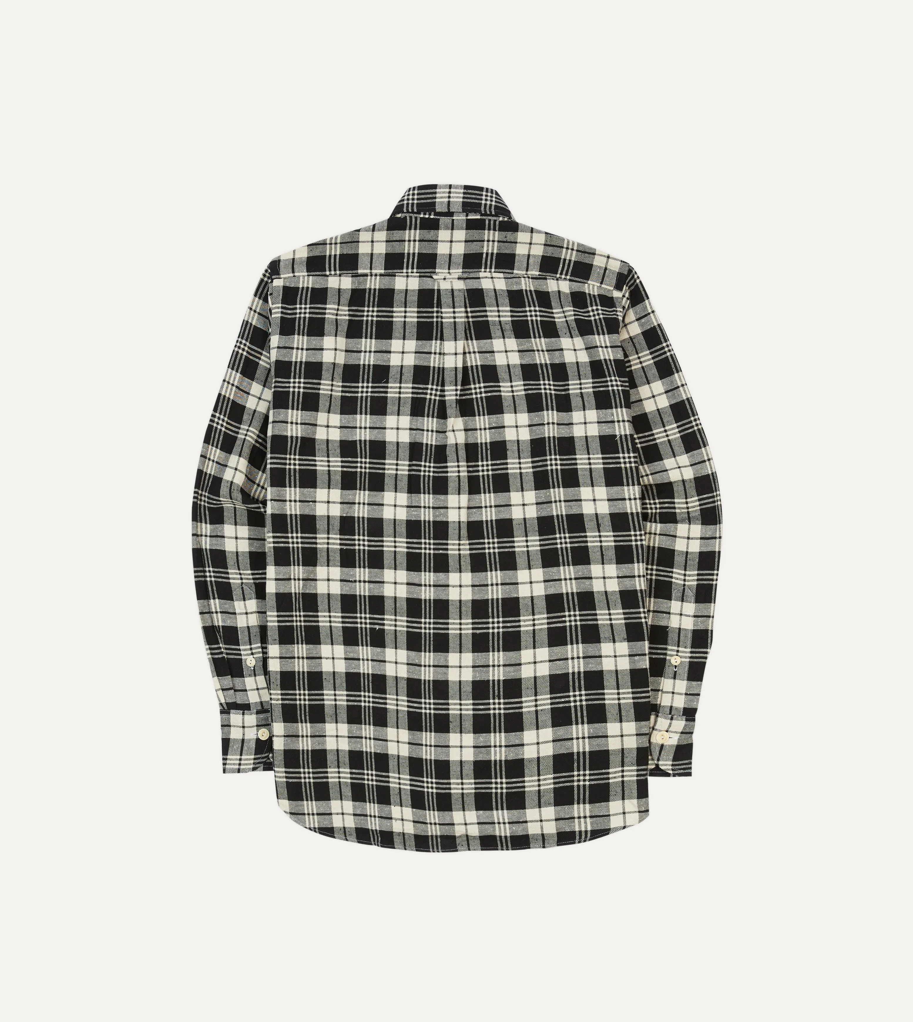 Black and White Check Brushed Cotton Two-Pocket Work Shirt