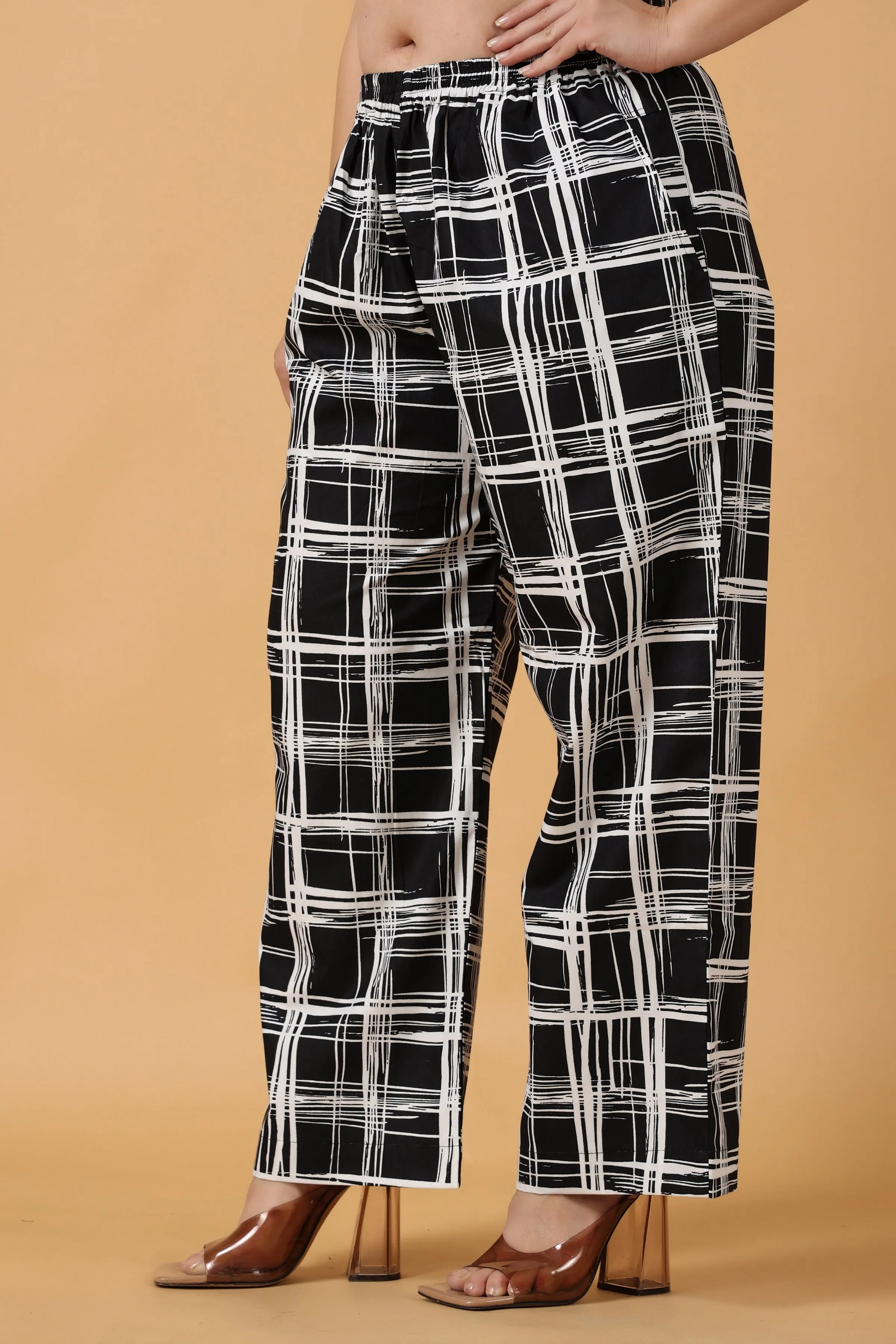 Black Checked Cotton Pajama