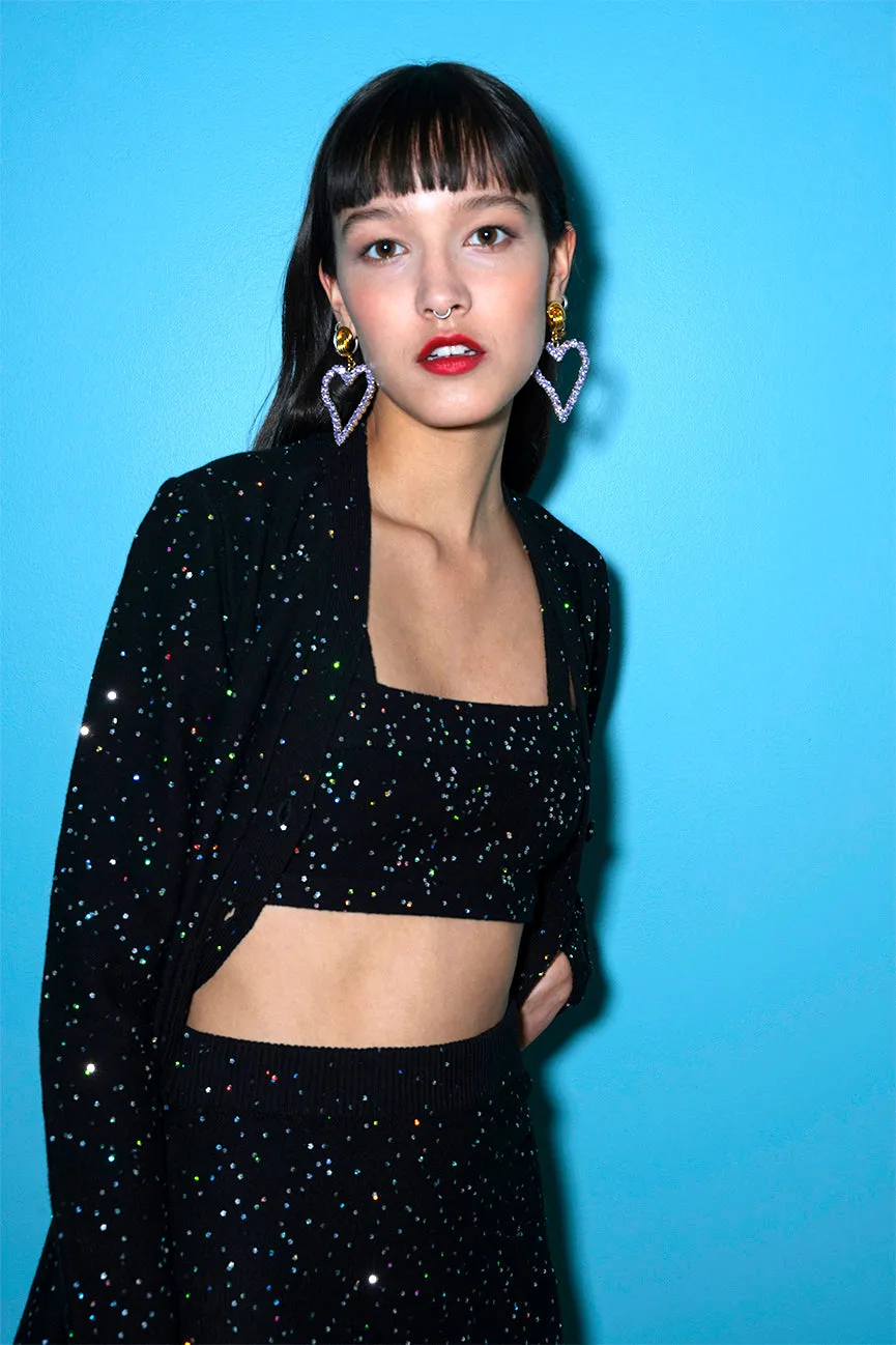 Black Sequins Bikini Top