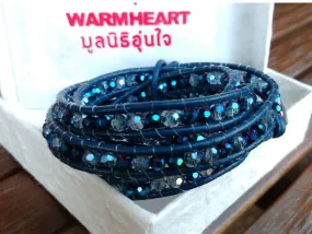 Blue Mix Midnight Crystal Wrap Bracelet