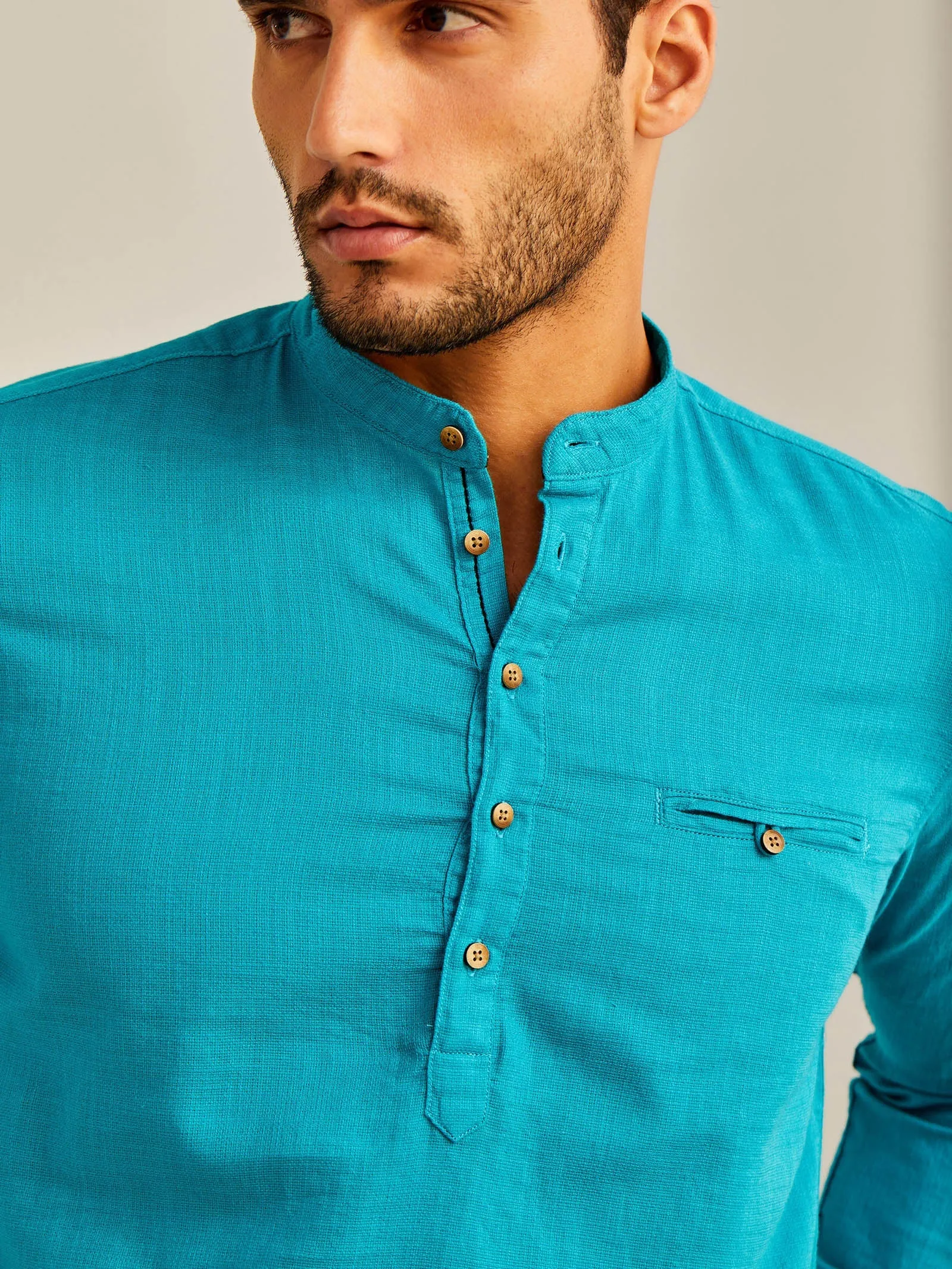 Blue Solid Kurta