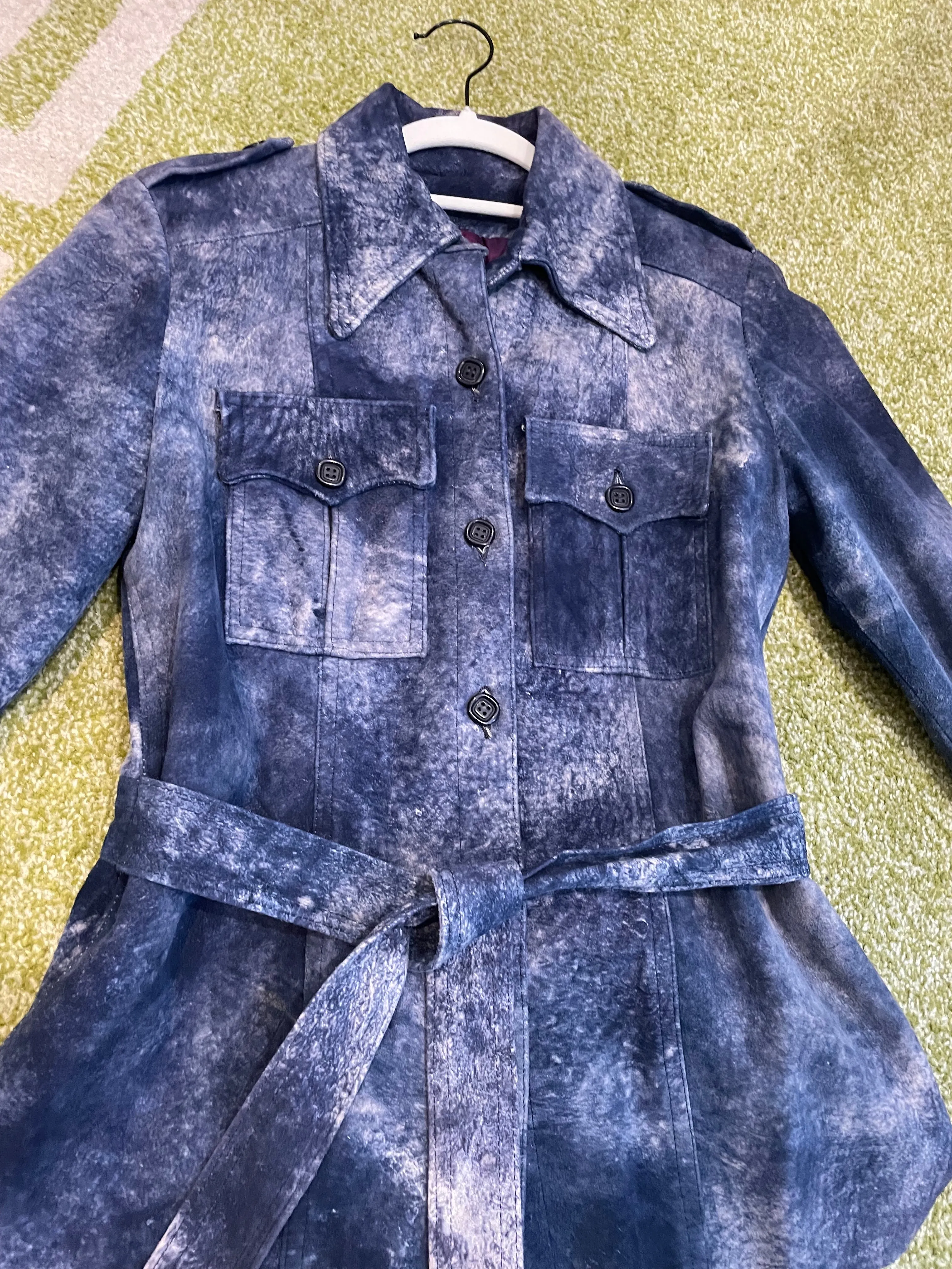 Blue Suede Tie Dyed Jacket