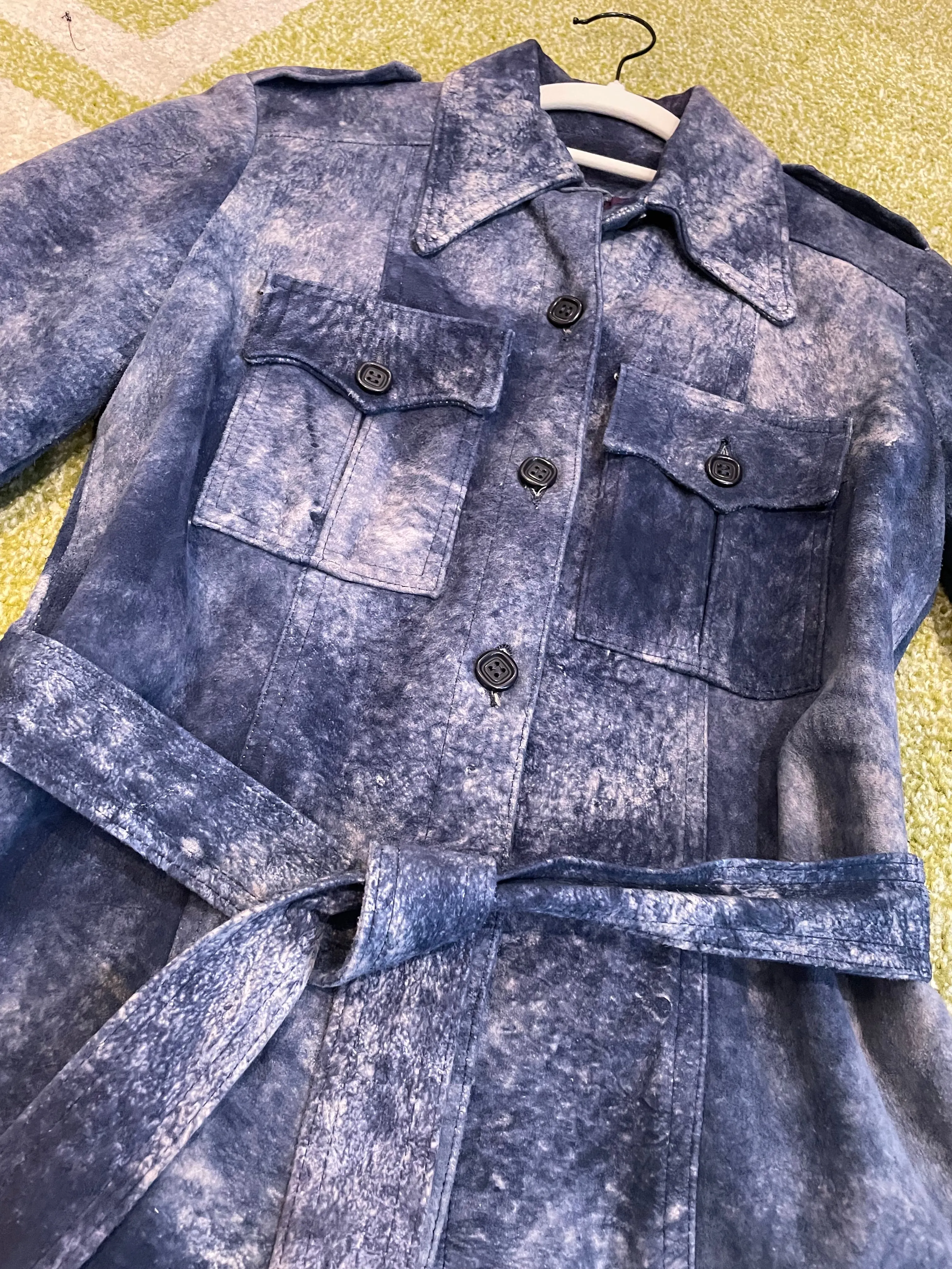 Blue Suede Tie Dyed Jacket