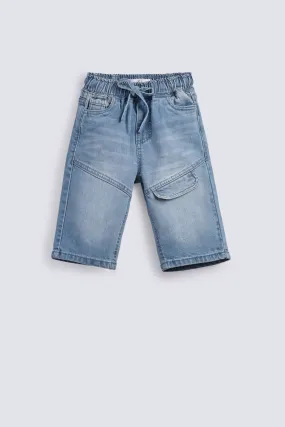 BOYS FAKE FLAP DENIM SHORTS