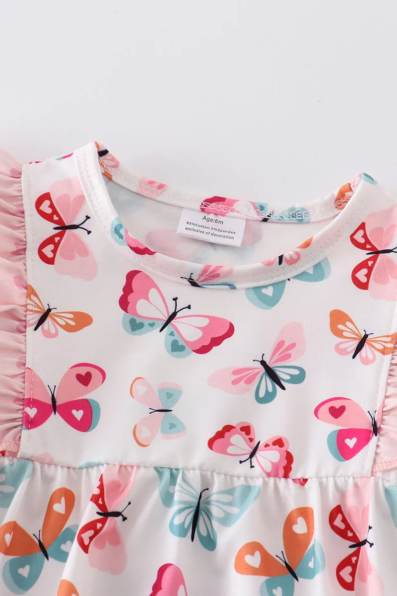 Butterfly print ruffle girl bubble