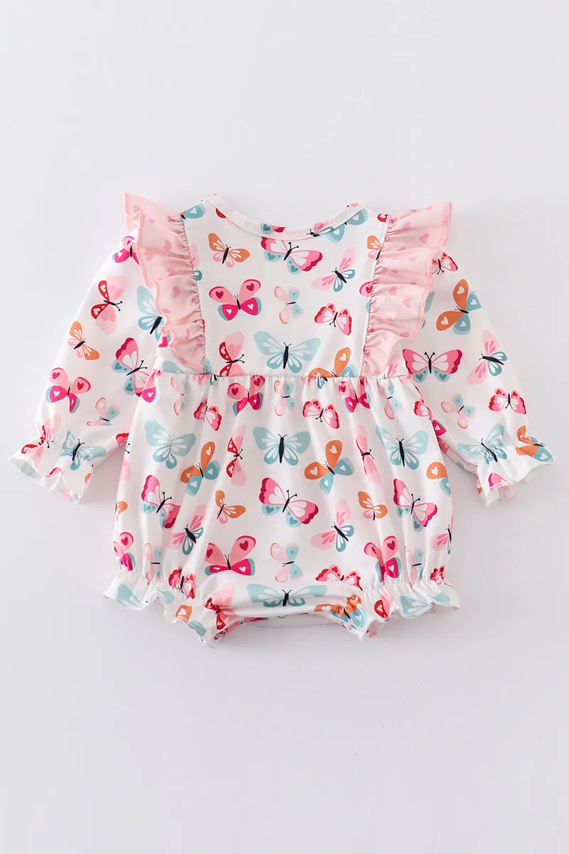 Butterfly print ruffle girl bubble