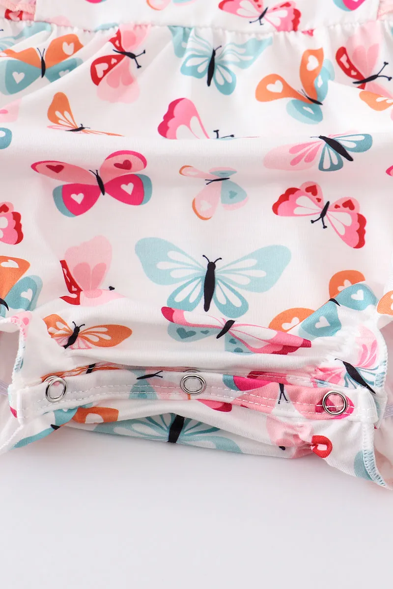 Butterfly print ruffle girl bubble