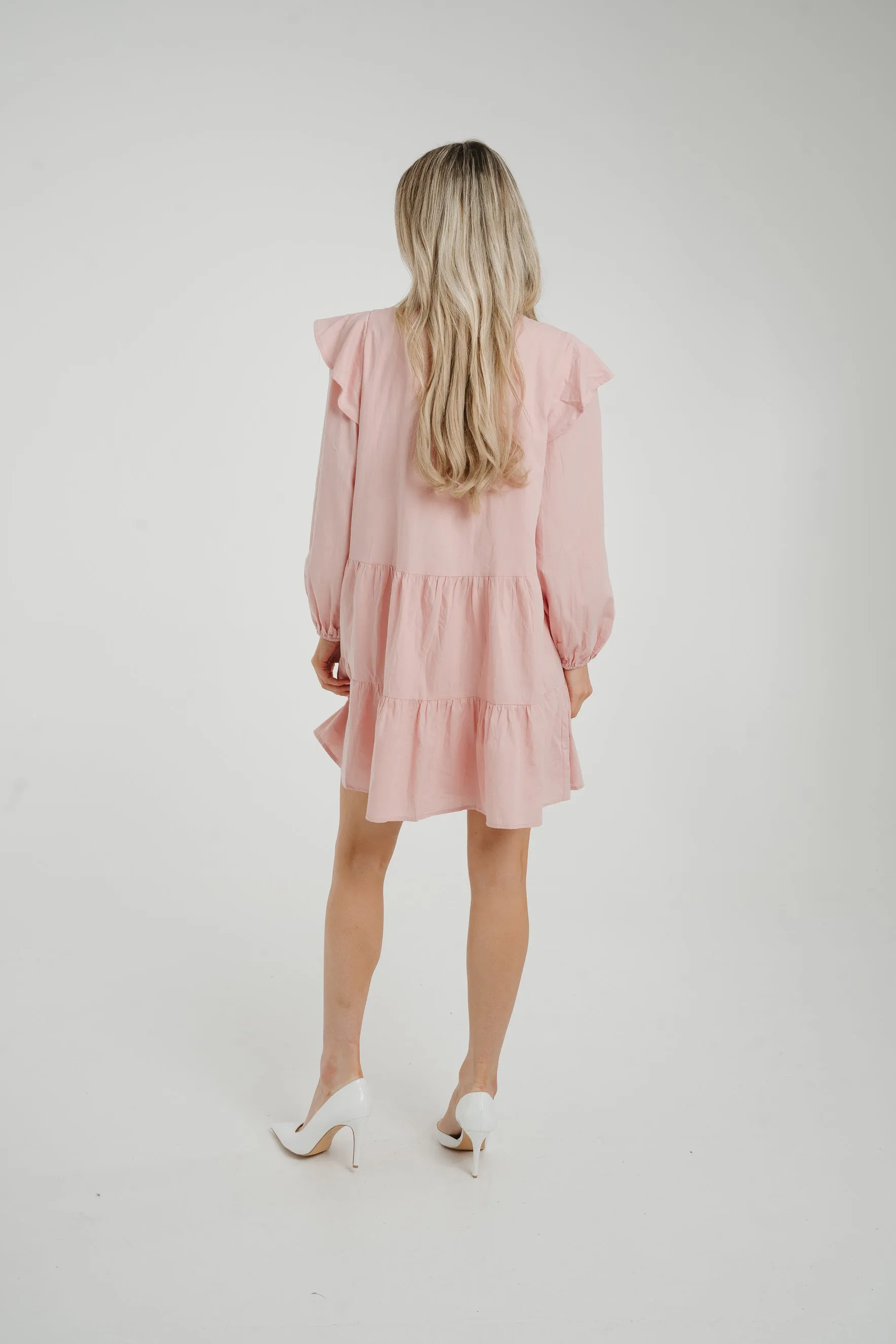 Caitlyn Tiered Shirt Dress In Pink