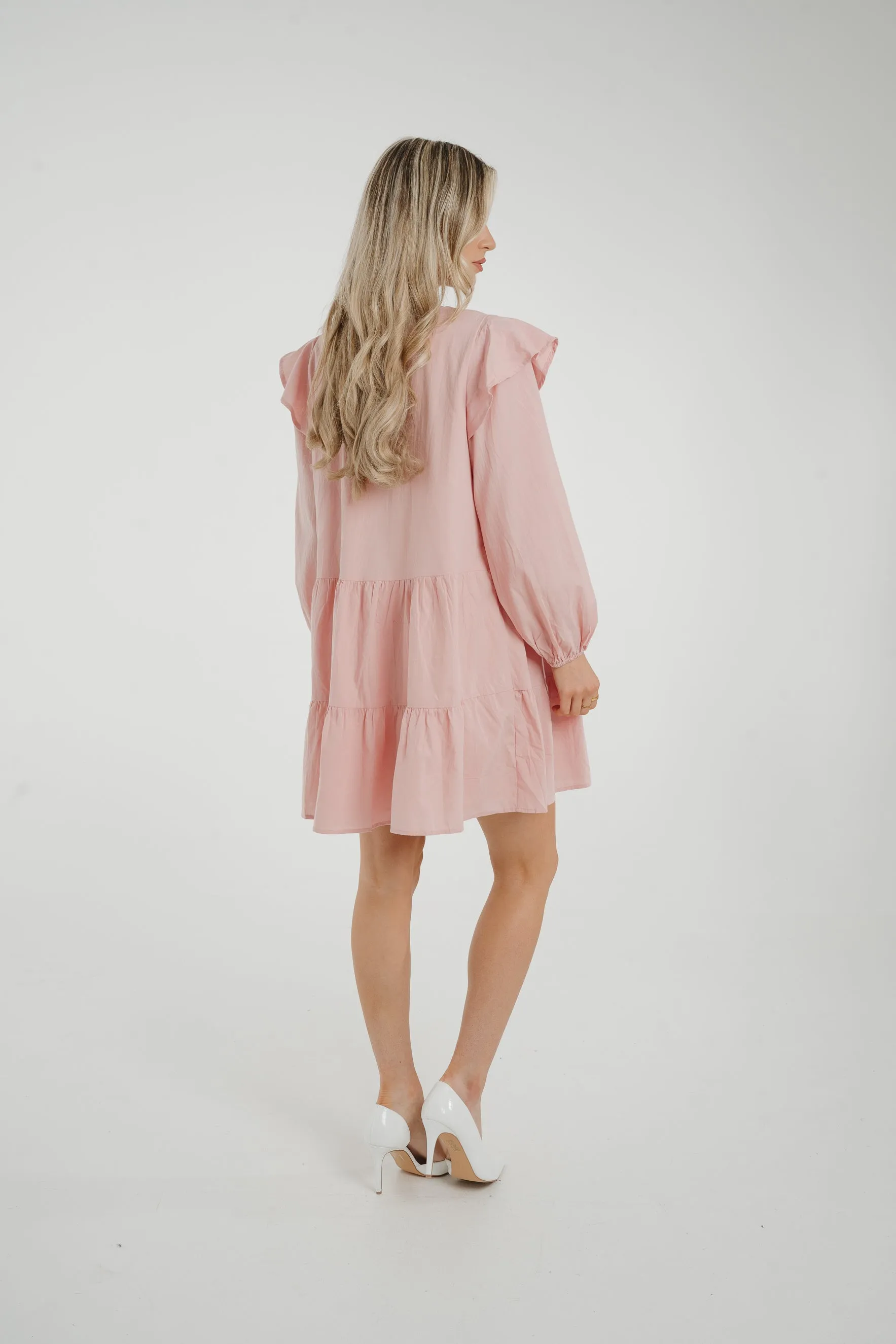 Caitlyn Tiered Shirt Dress In Pink