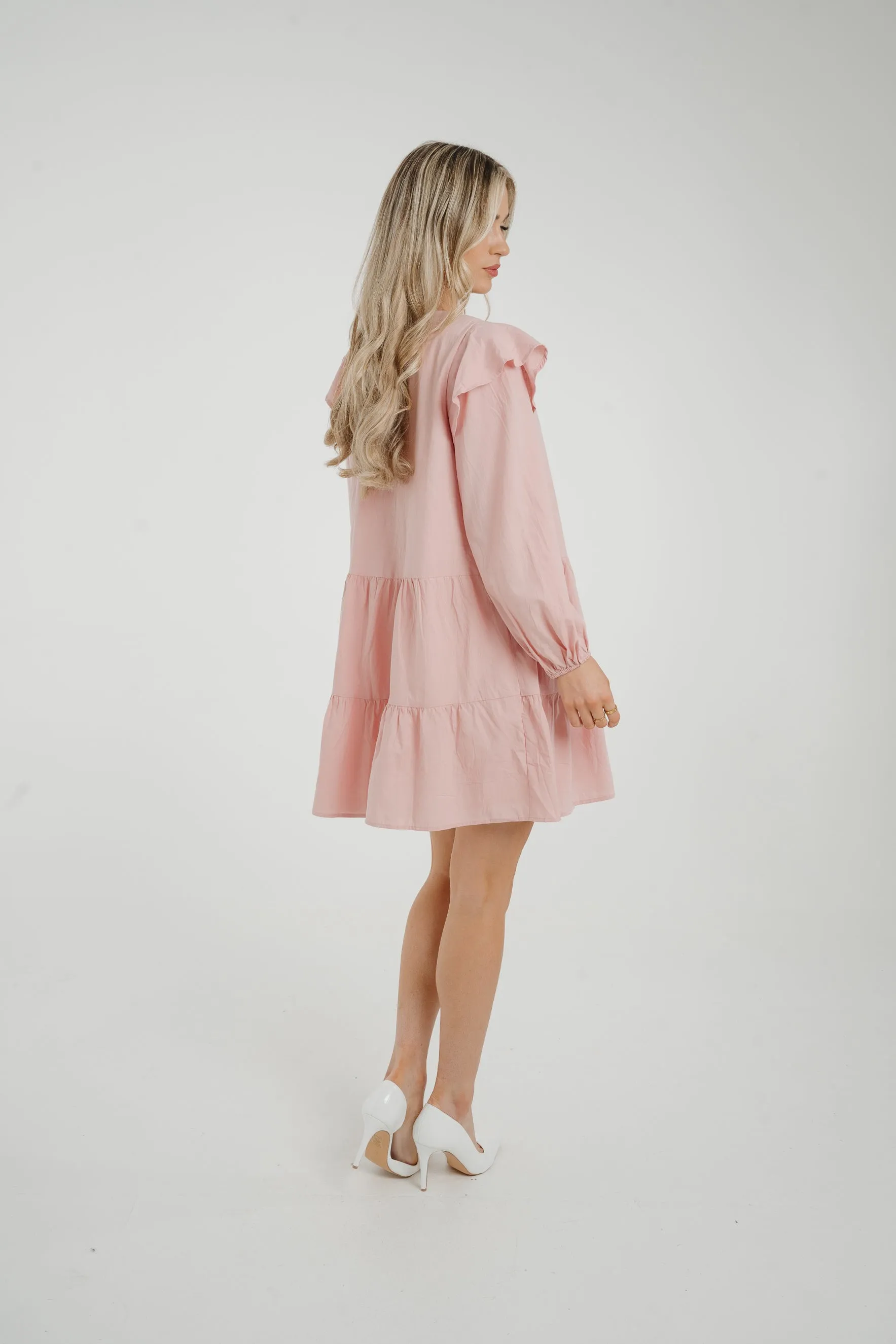 Caitlyn Tiered Shirt Dress In Pink