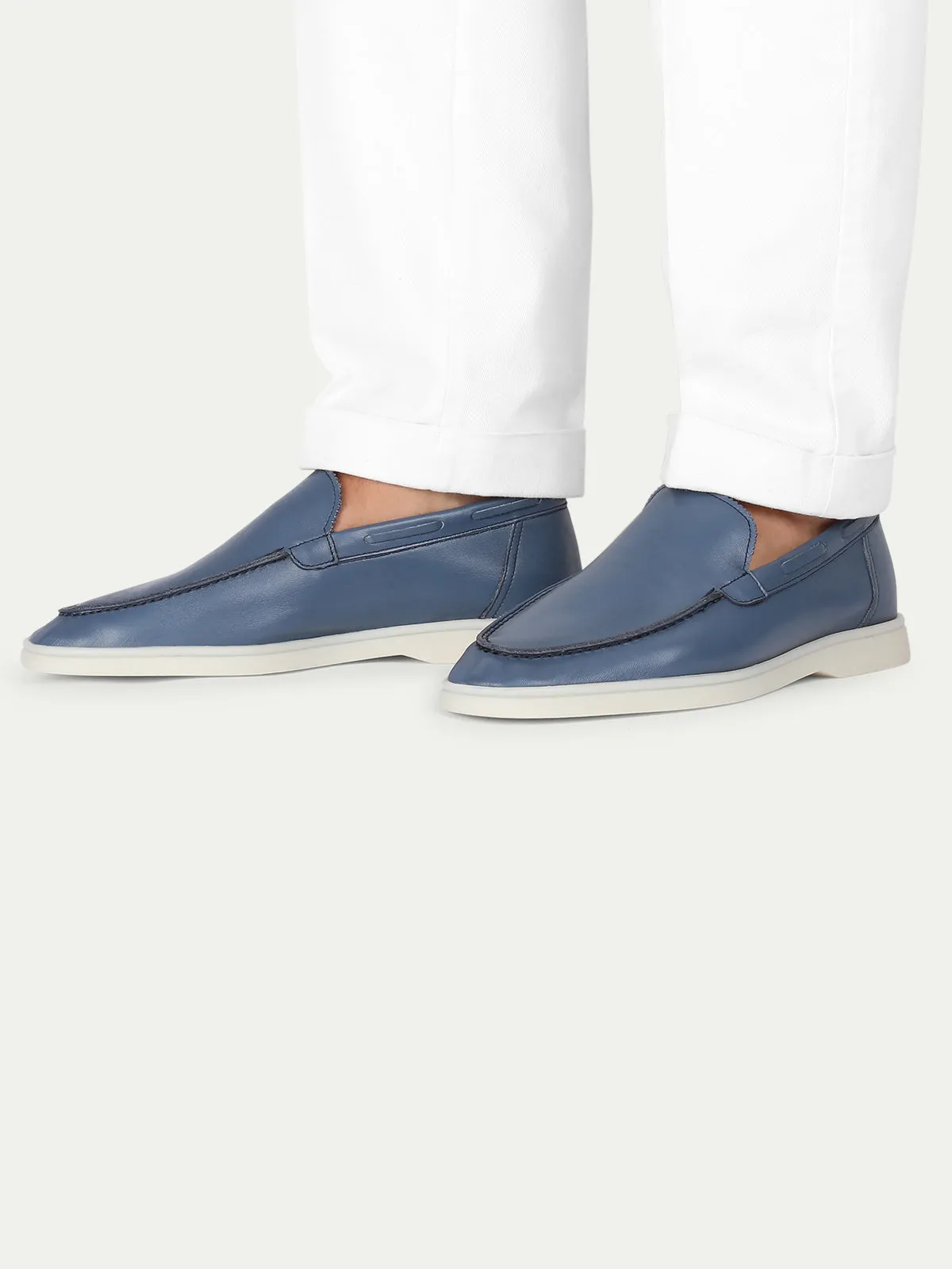 Capri Blue Leather Yacht Loafers