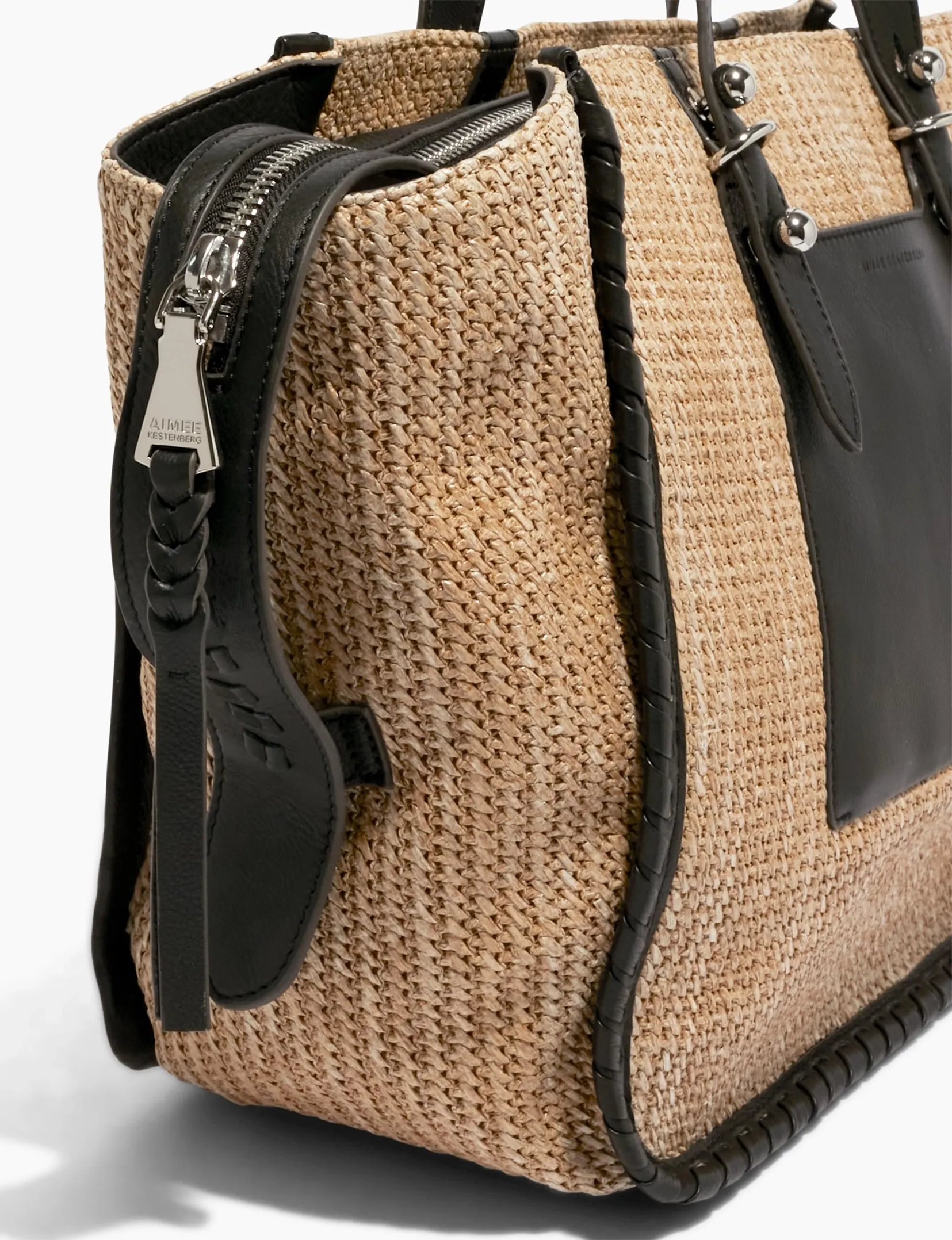 Casablanca Raffia Large Tote, Black