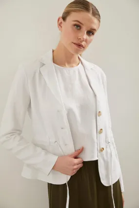 Casual linen blazer with drawstring