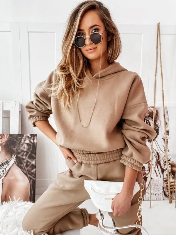 Casual sports hooded long-sleeved trousers two-piece suit SET