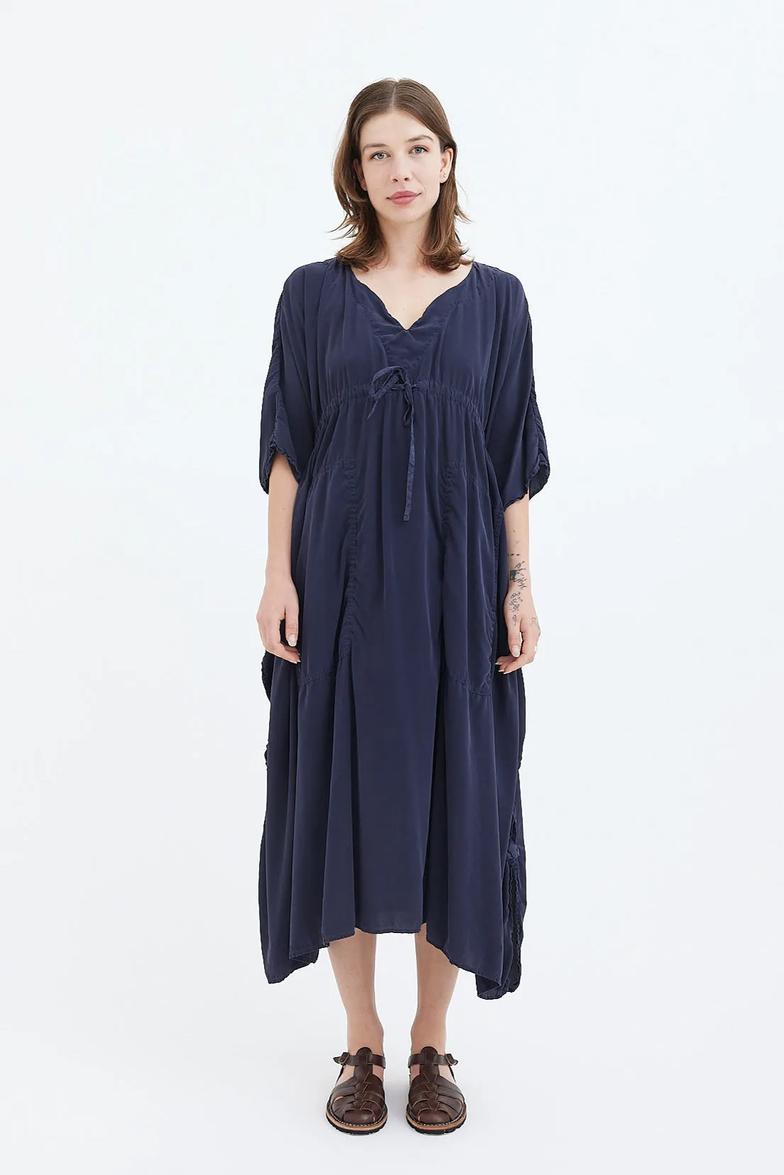 Chez Vidalenc - Silk Poncho Dress - Black & Blue