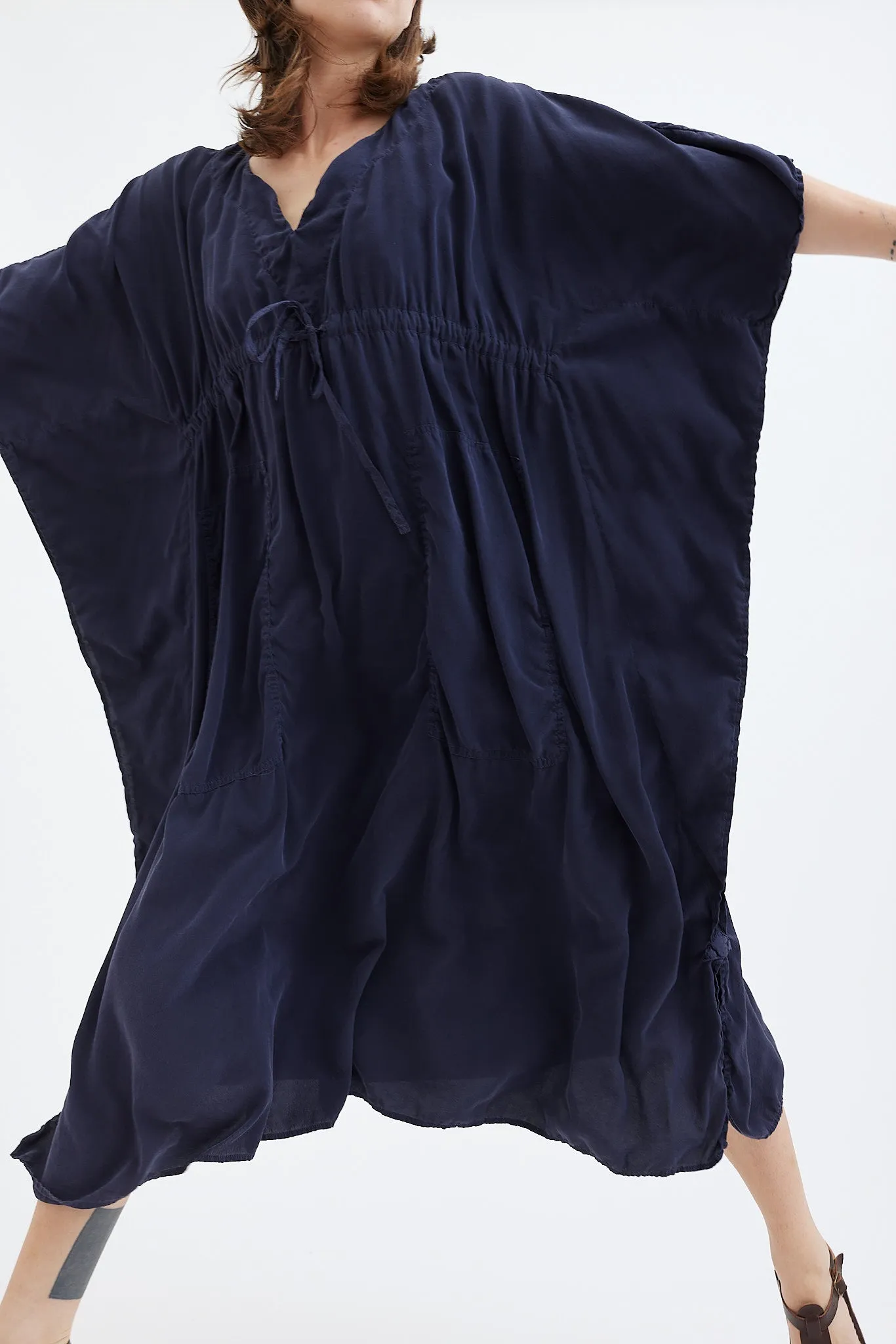 Chez Vidalenc - Silk Poncho Dress - Black & Blue