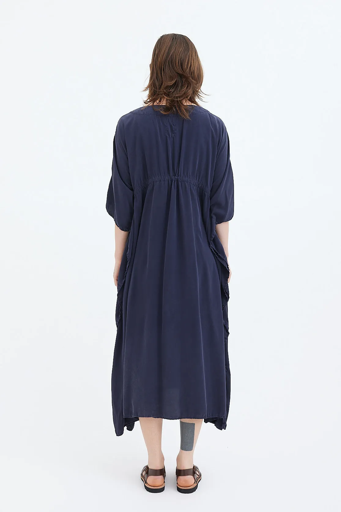 Chez Vidalenc - Silk Poncho Dress - Black & Blue