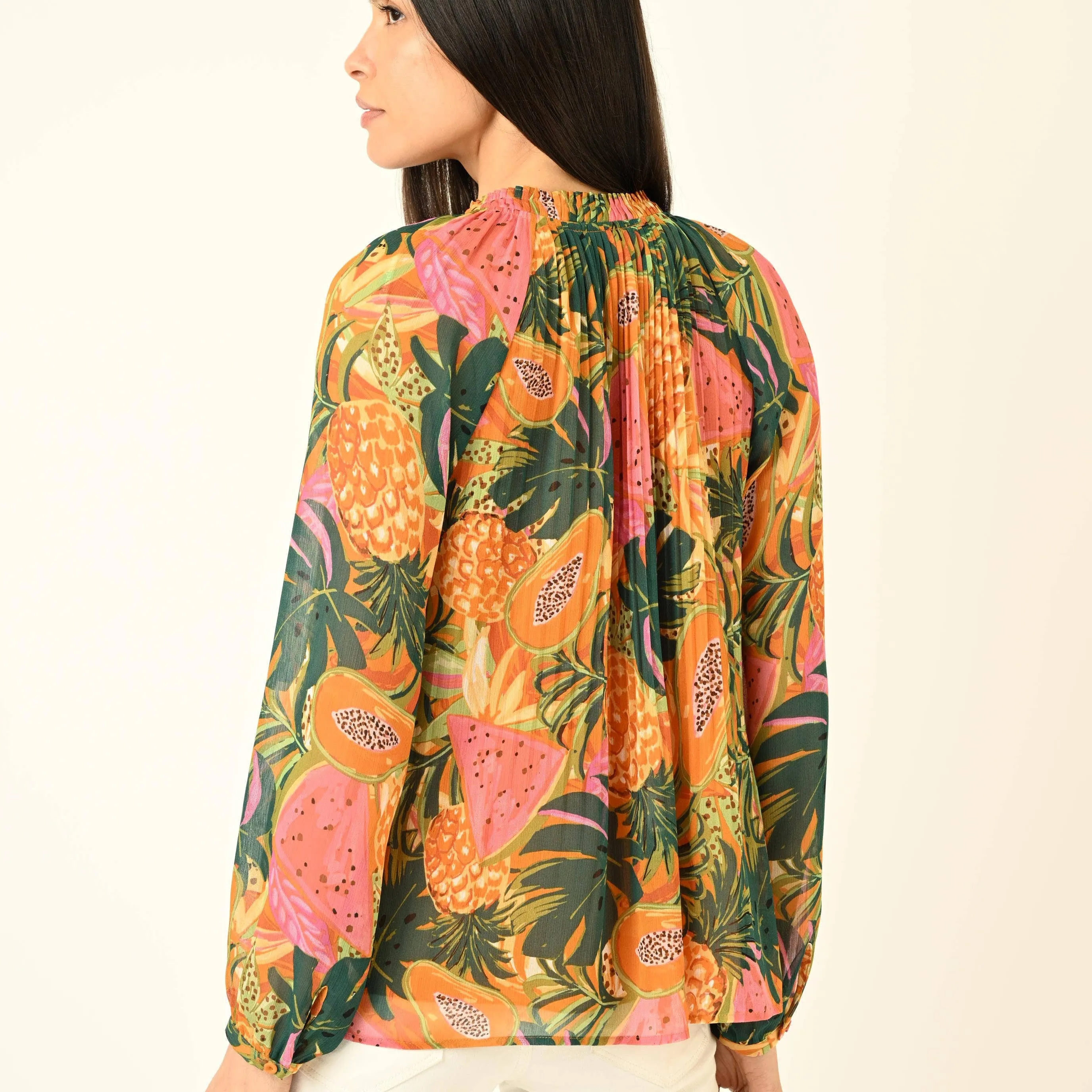 Daniel Rainn - Elle Pleated Papaya Print Top