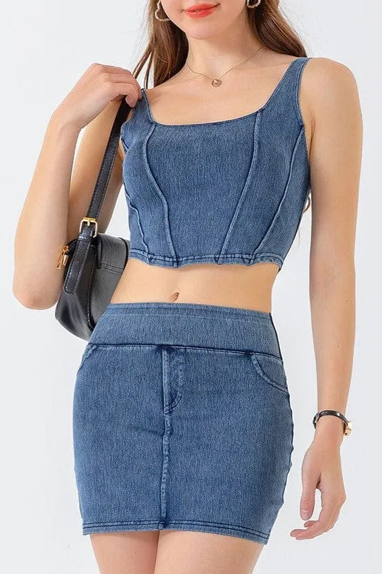 Denim Bustier Crop Top