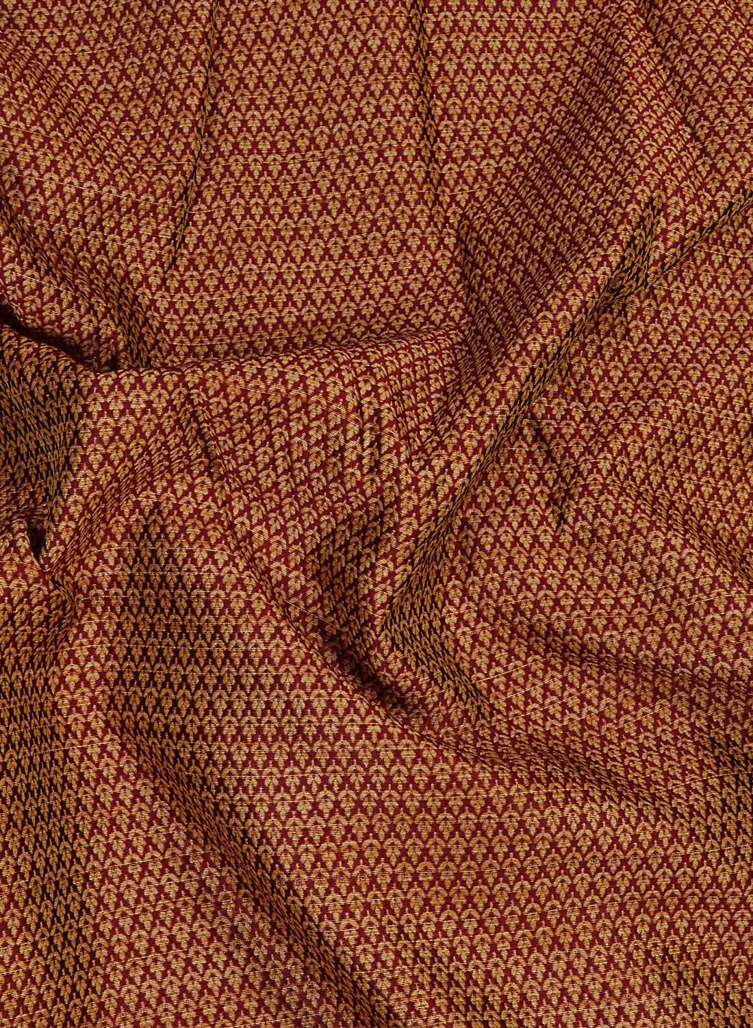 Dobby Jacquard Maroon and Beige Silk Blend Fabric