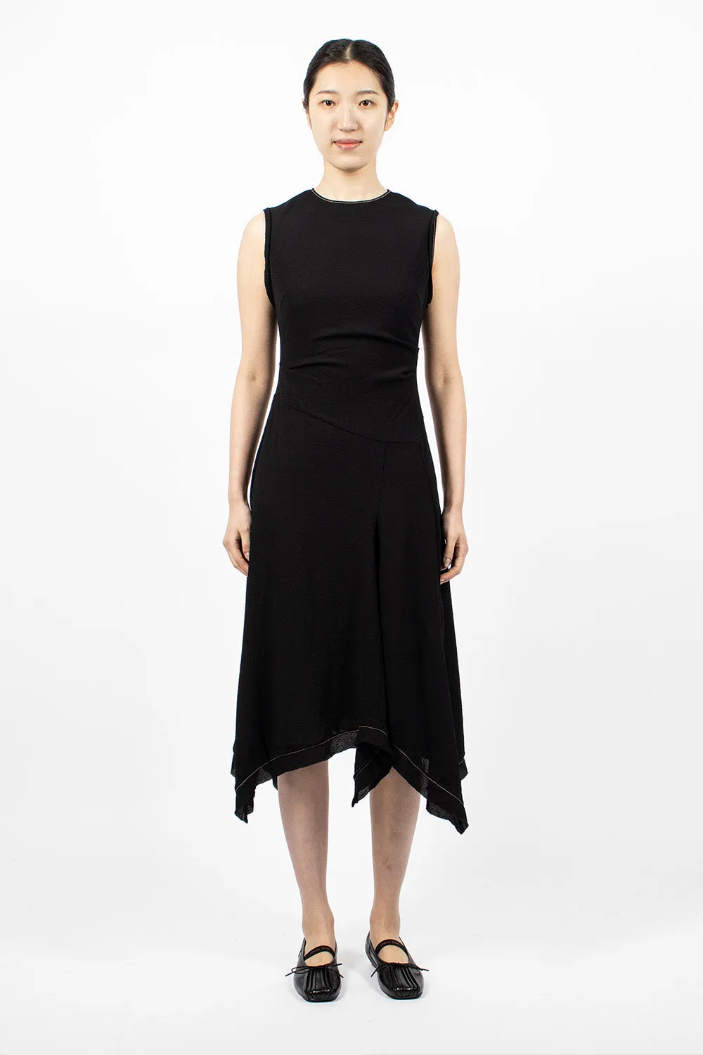 Draped Sleeveless Dress Black