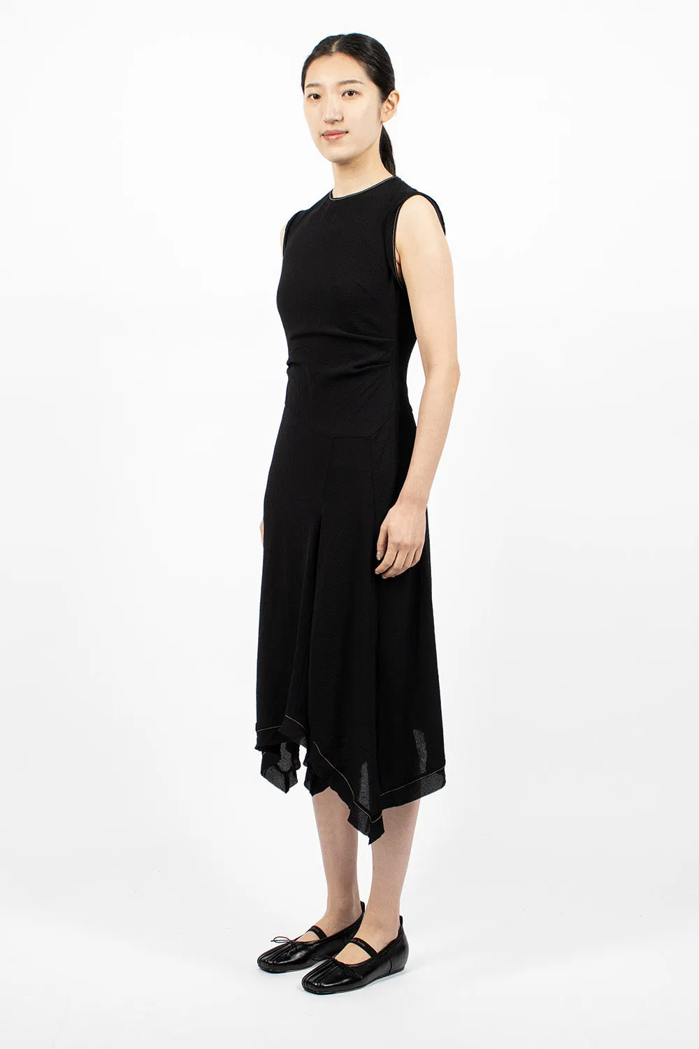 Draped Sleeveless Dress Black