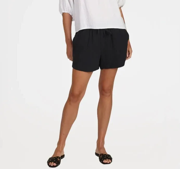 Drawstring Gauze Short in black by Dylan