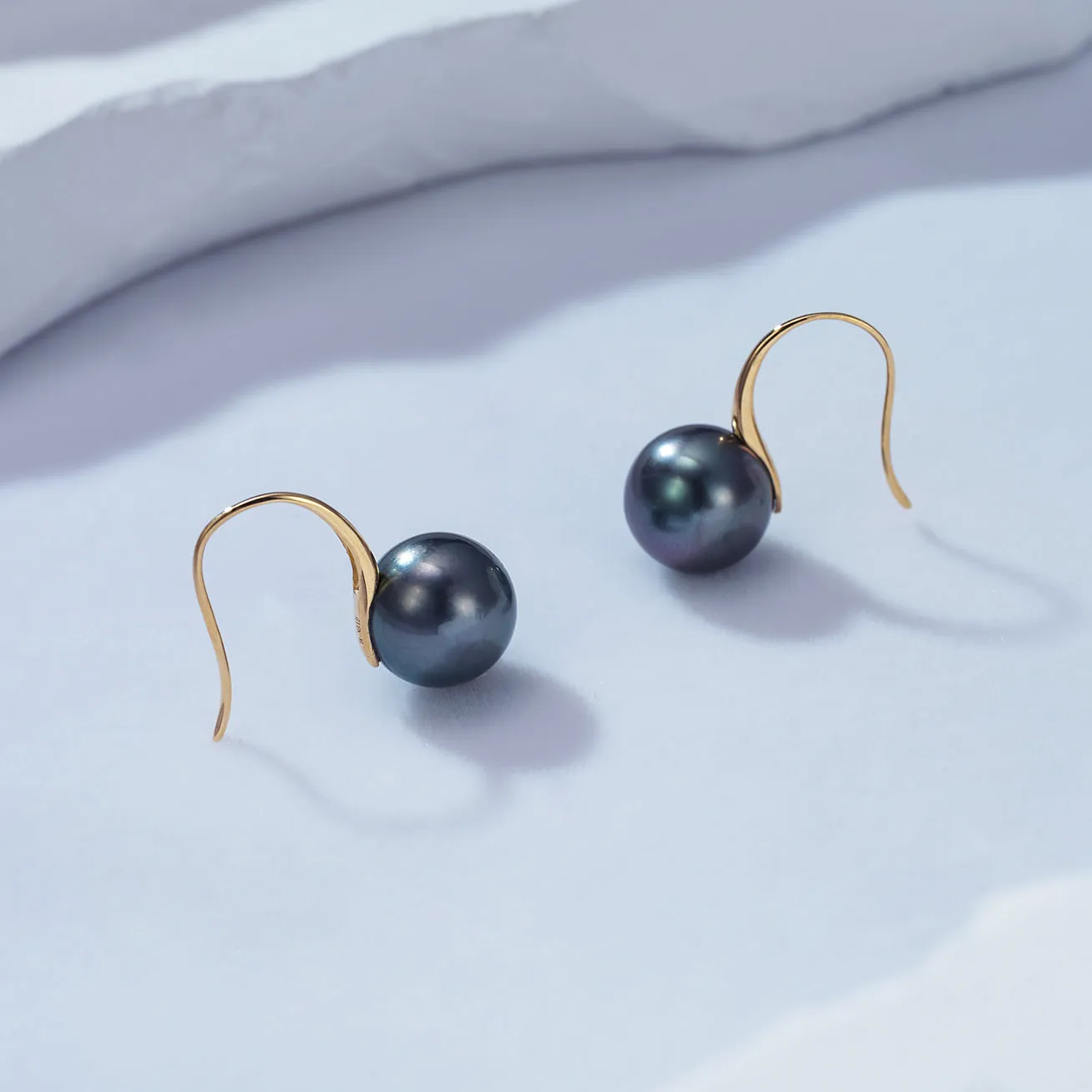 Elegant 18K Solid Gold? Tahitian Pearl Earrings KE00089