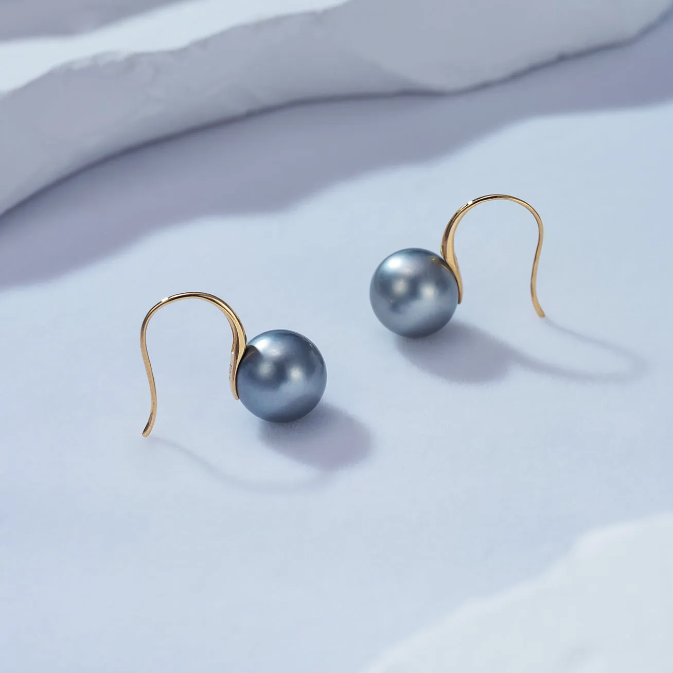 Elegant 18K Solid Gold? Tahitian Pearl Earrings KE00089