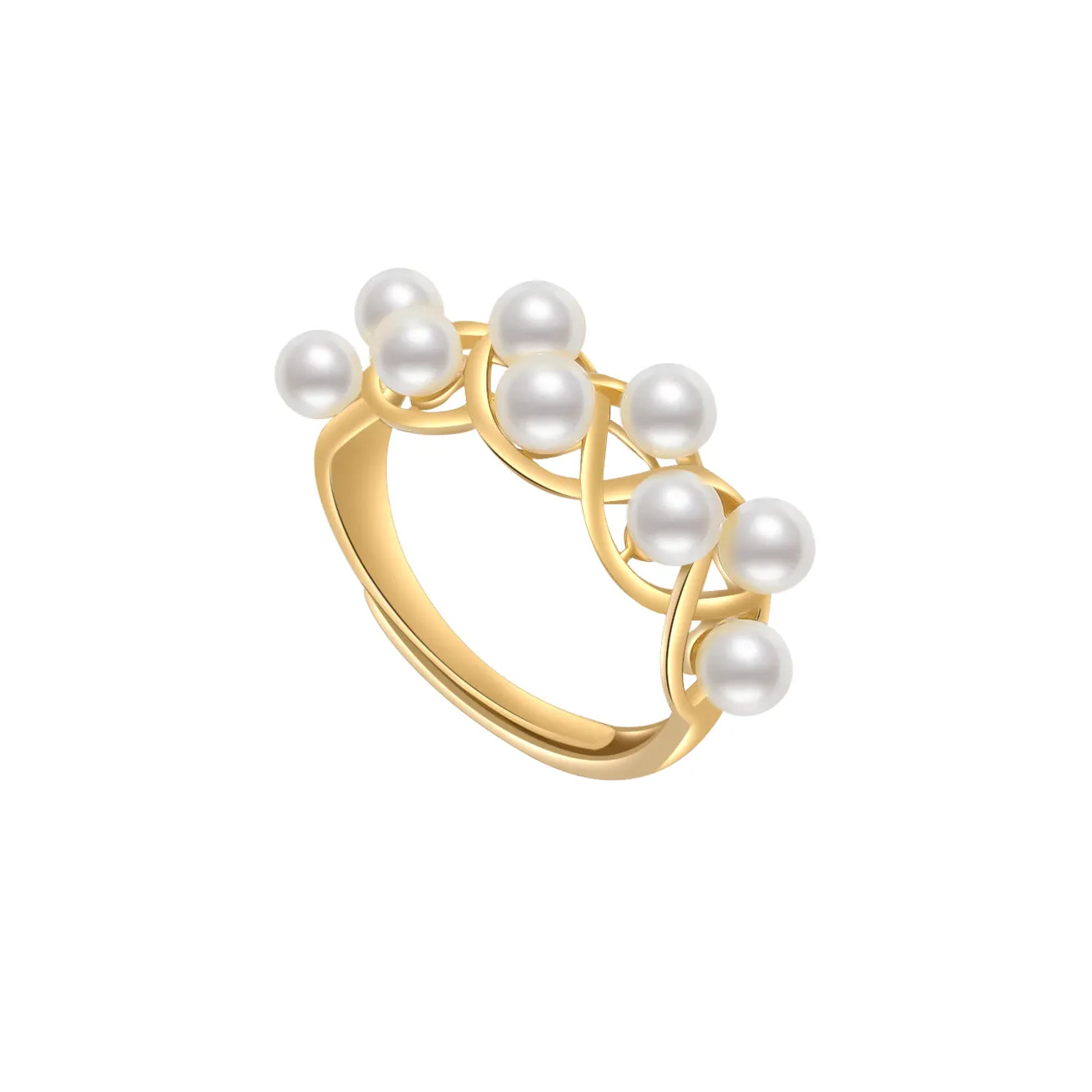 Elegant Japan Akoya Pearl 18K Solid Gold Ring KR00010