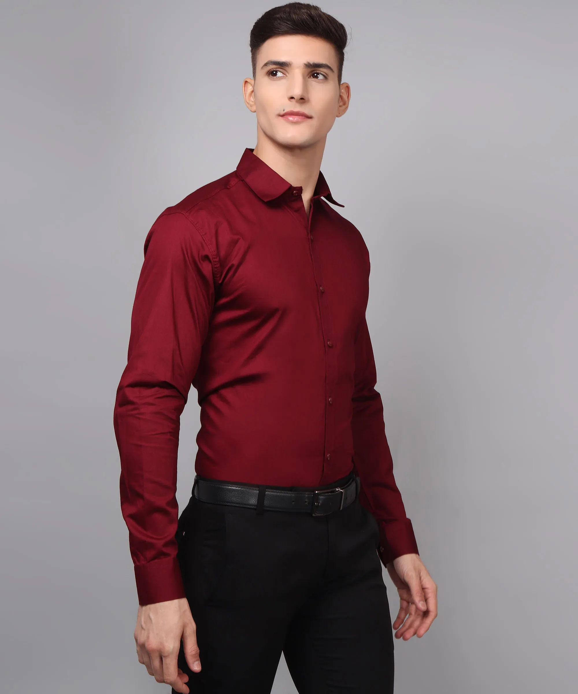 Exclusive TryBuy Premium Maroon Button-Up Shirt for Men